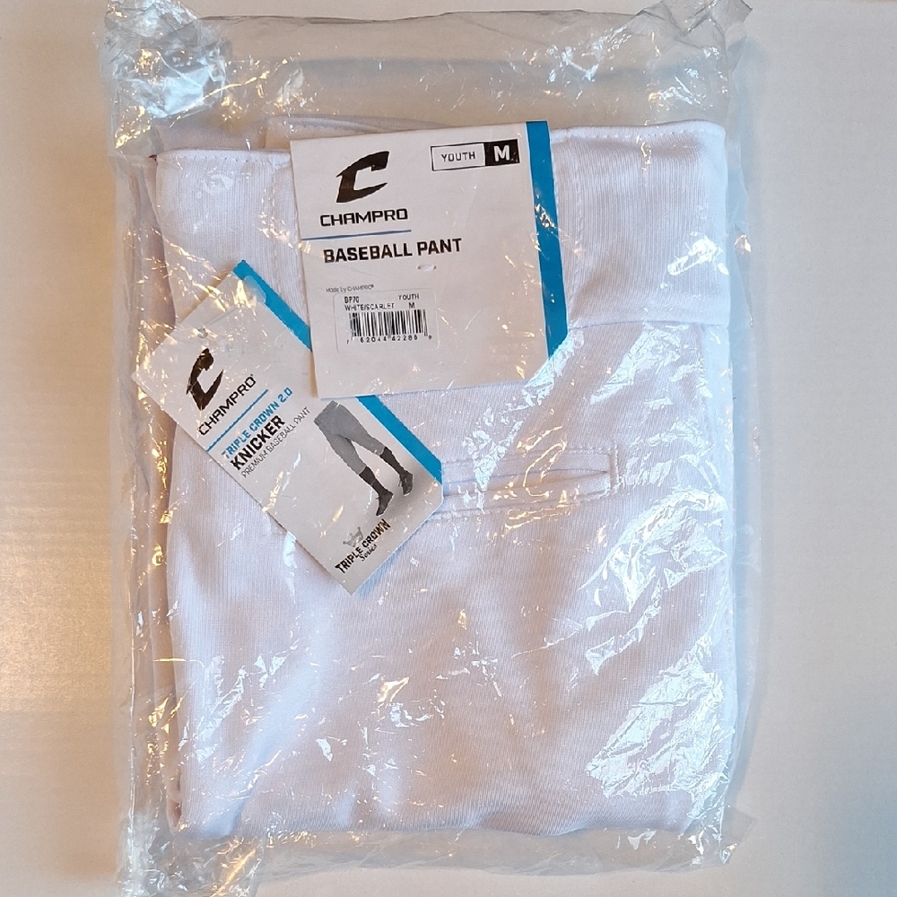 Champro Youth Baseball Knickers in White With Red Stripe